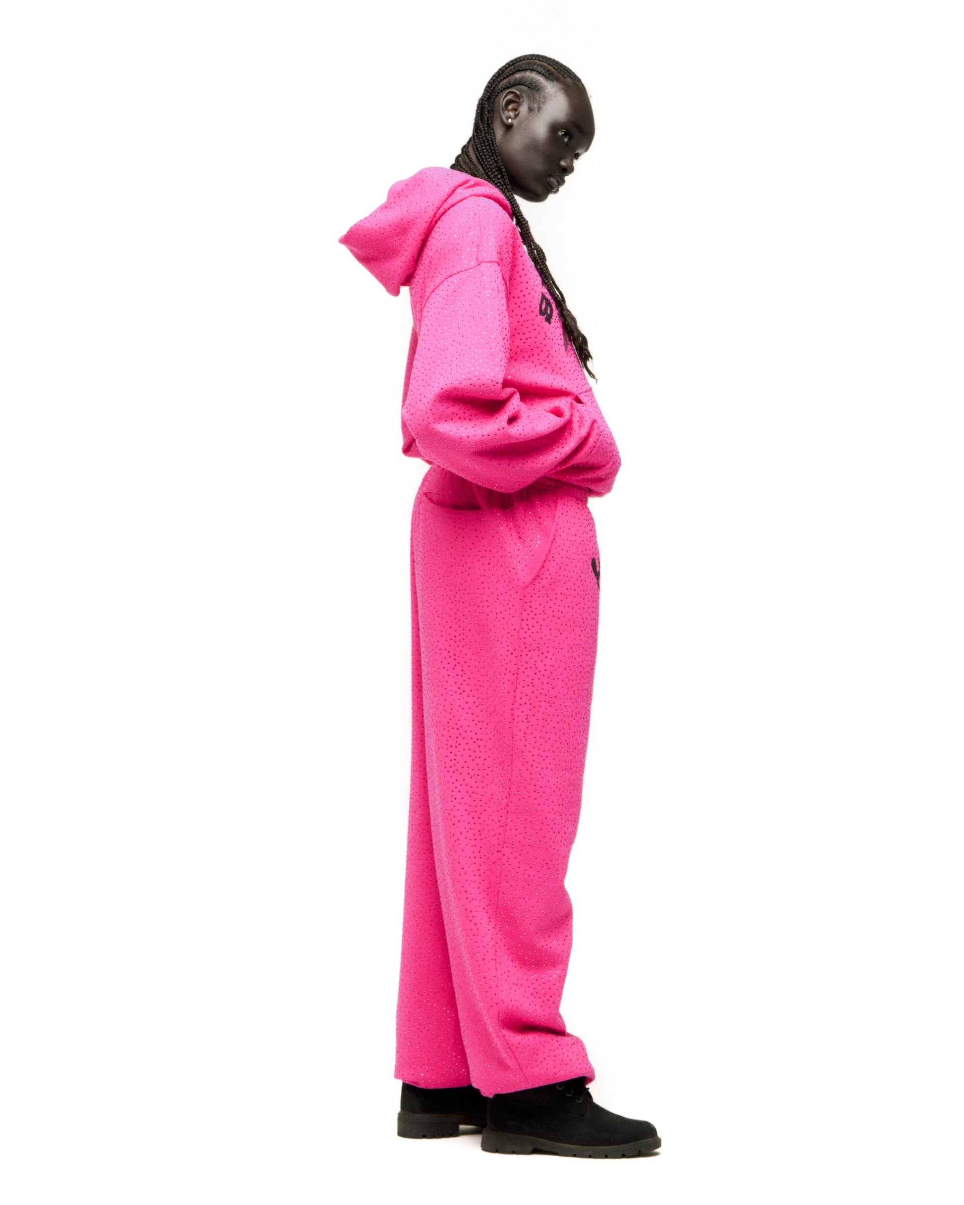 SP5DER VVS Rhinestone Hoodie - Pink - Detail View 8