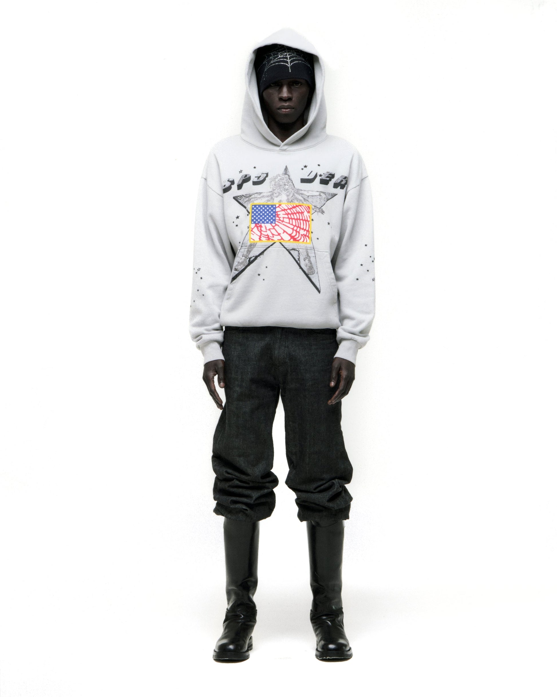 SP5DER Star Girl Hoodie - Sport Grey - Detail View 6