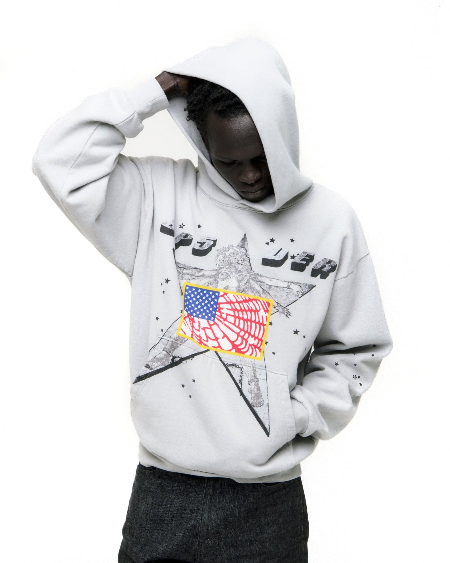 SP5DER Star Girl Hoodie - Sport Grey - Detail View 12