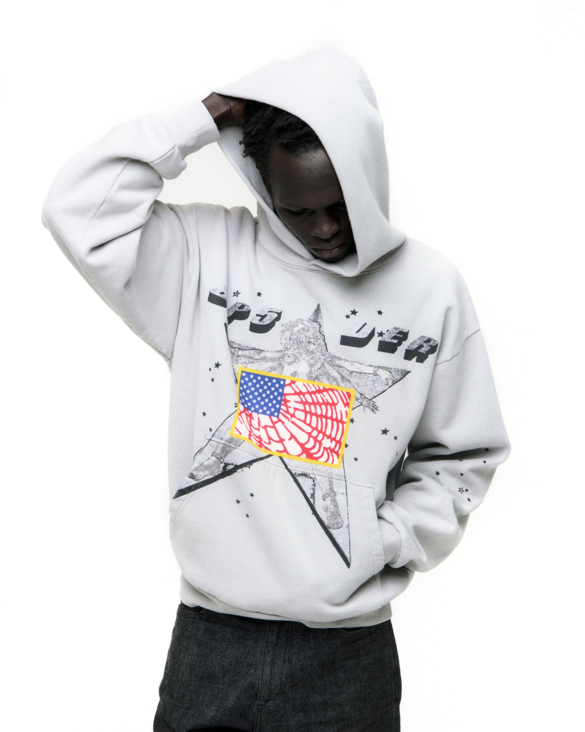 SP5DER Star Girl Hoodie - Sport Grey - Detail View 12
