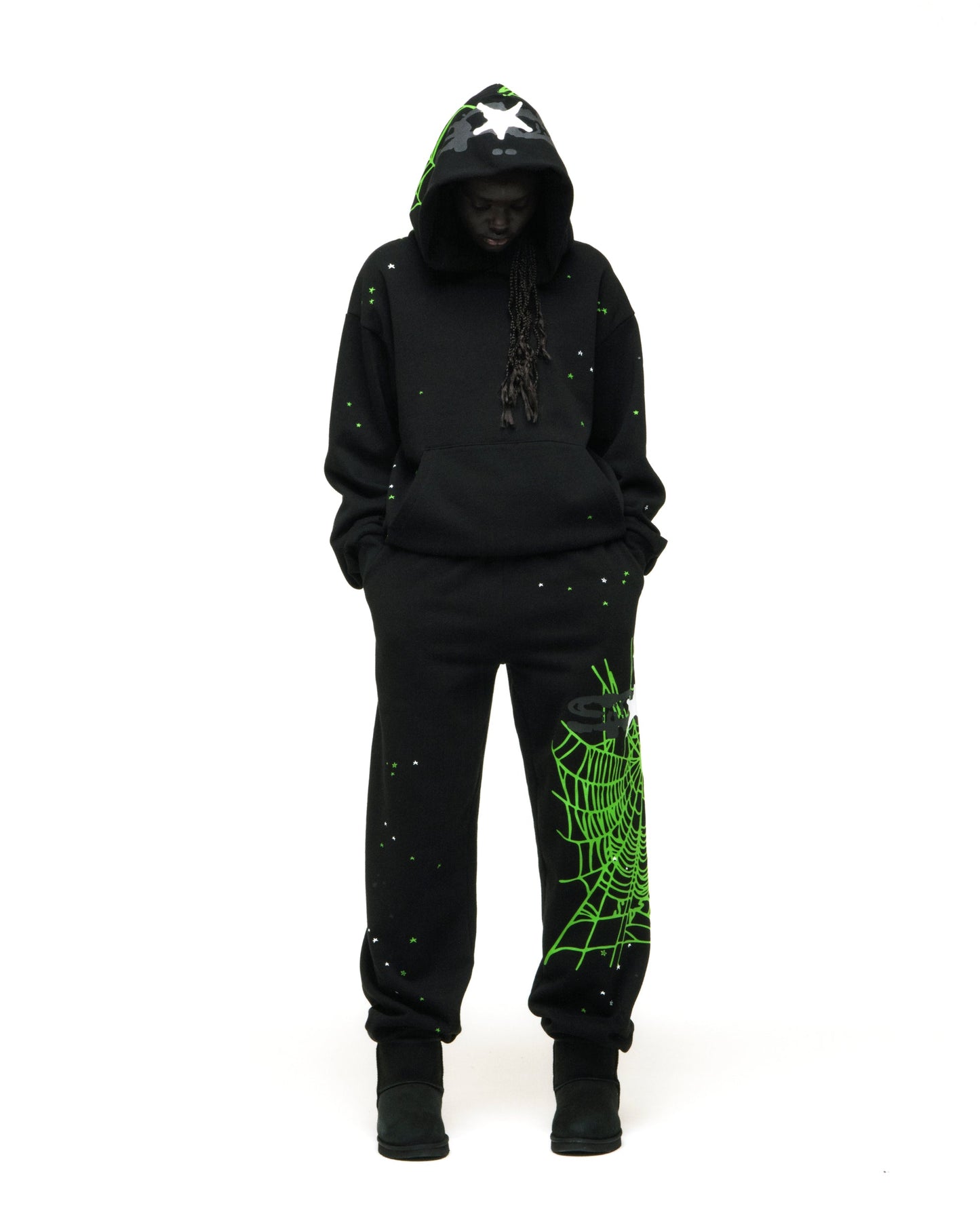 SP5DER Heavy Web Hoodie – Black - Detail View 9