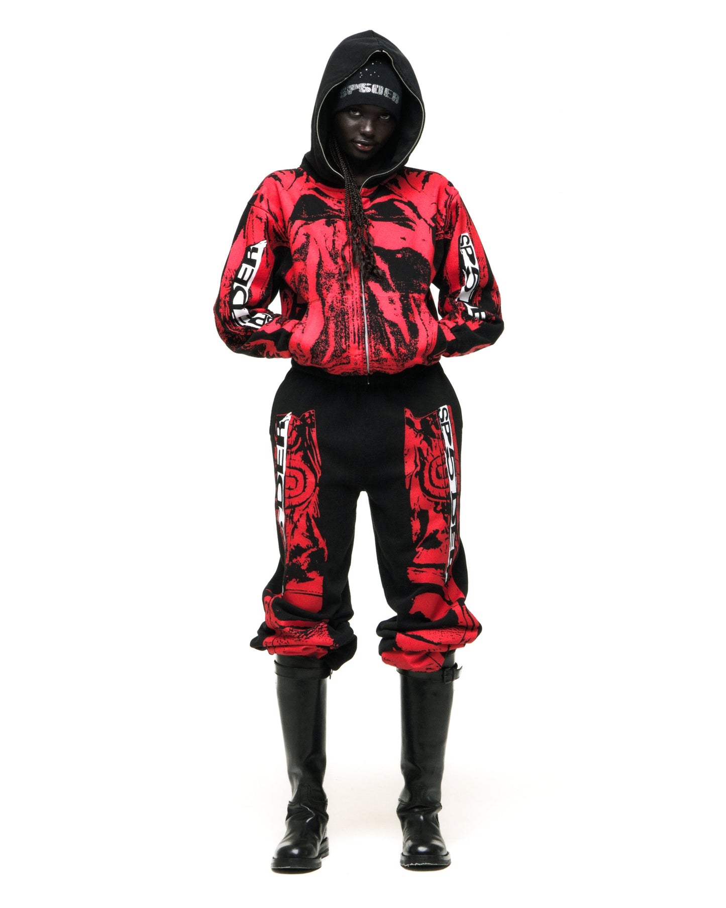 SP5DER JP5 Moto Full-Zip Hoodie – Black - Detail View 9