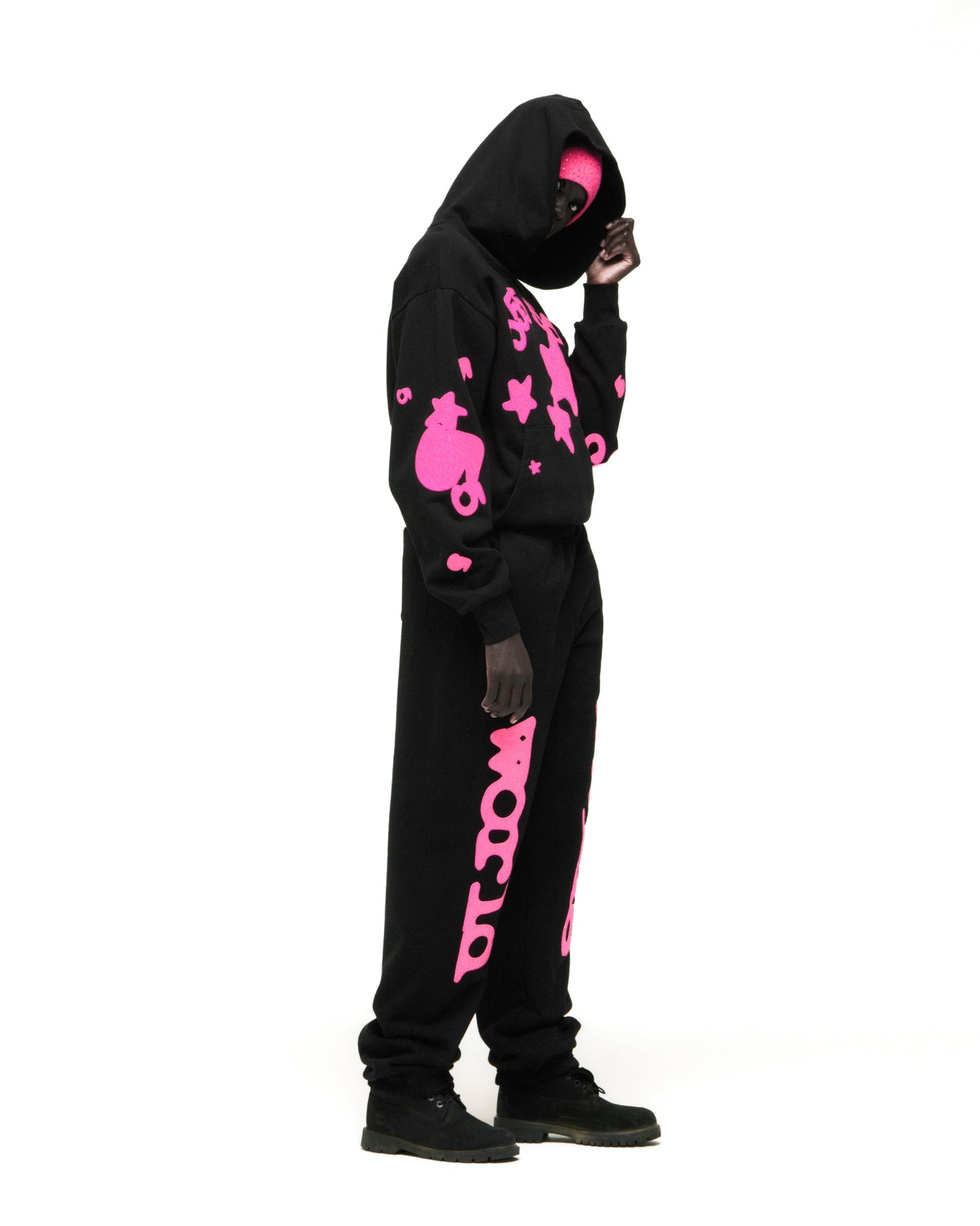 SP5DER Beluga Angel Number Hoodie – Black - Detail View 9