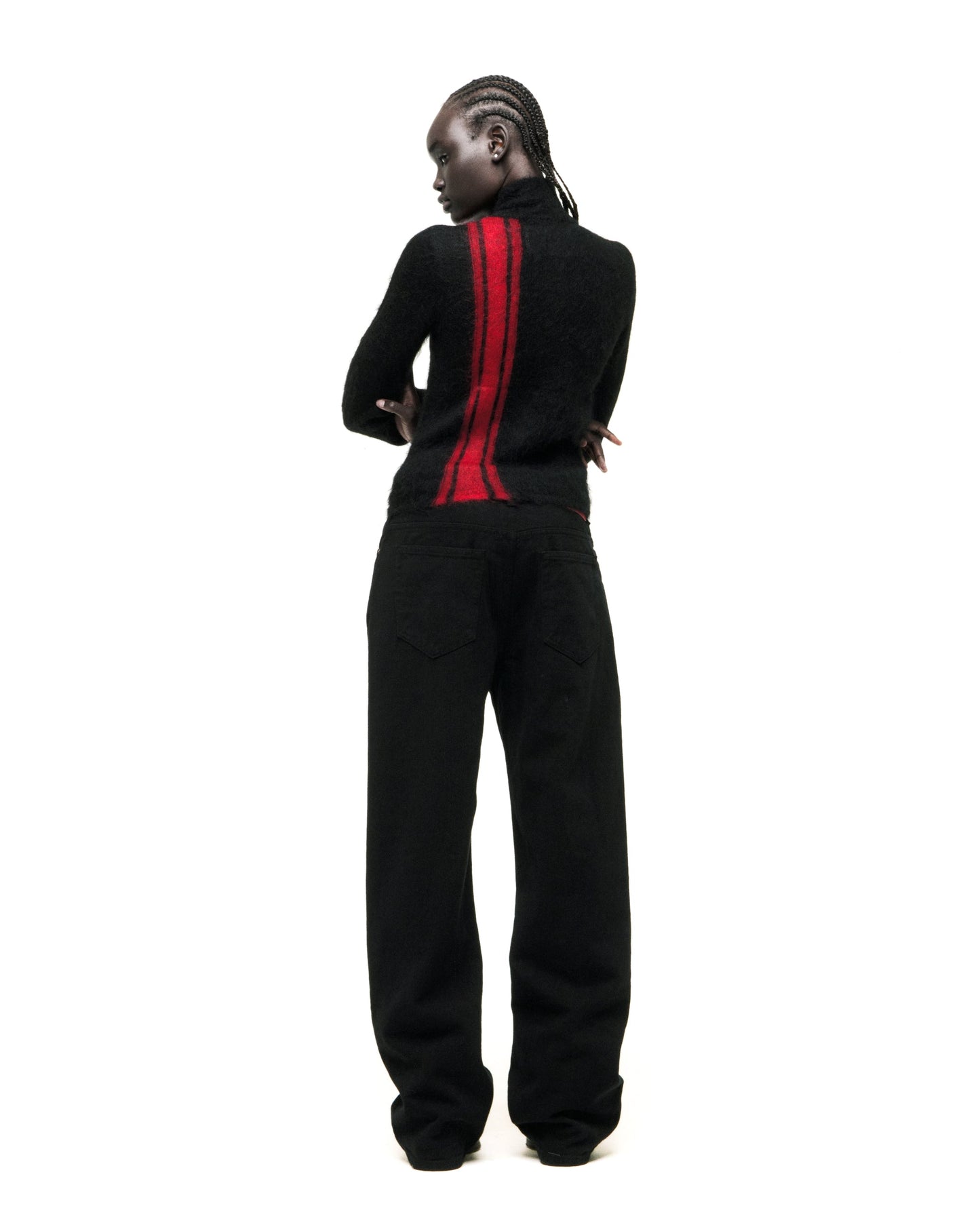 SP5DER Rally Knit Zip Sweater in Black