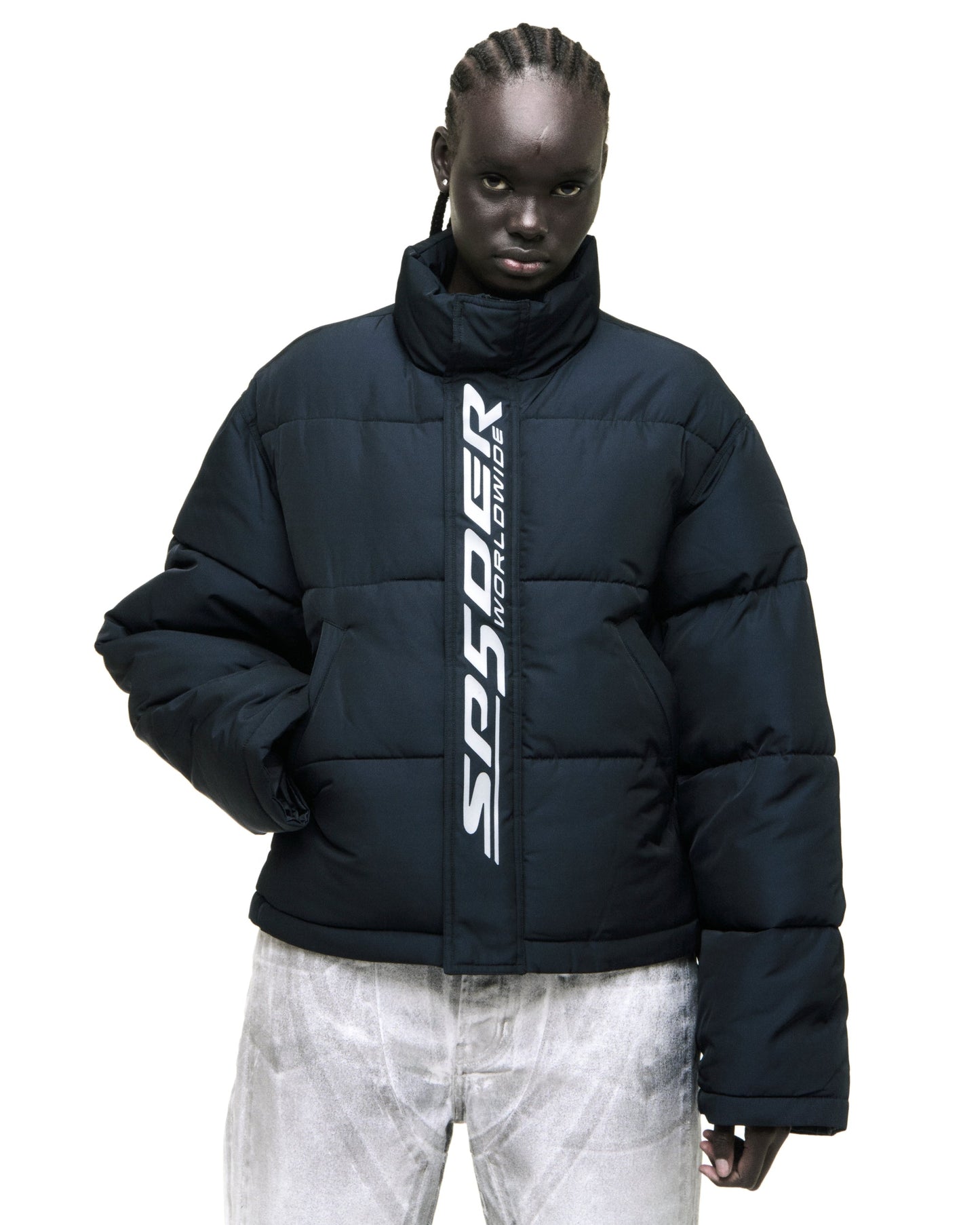 SP5DER Trackhawk Puffer Jacket in Black
