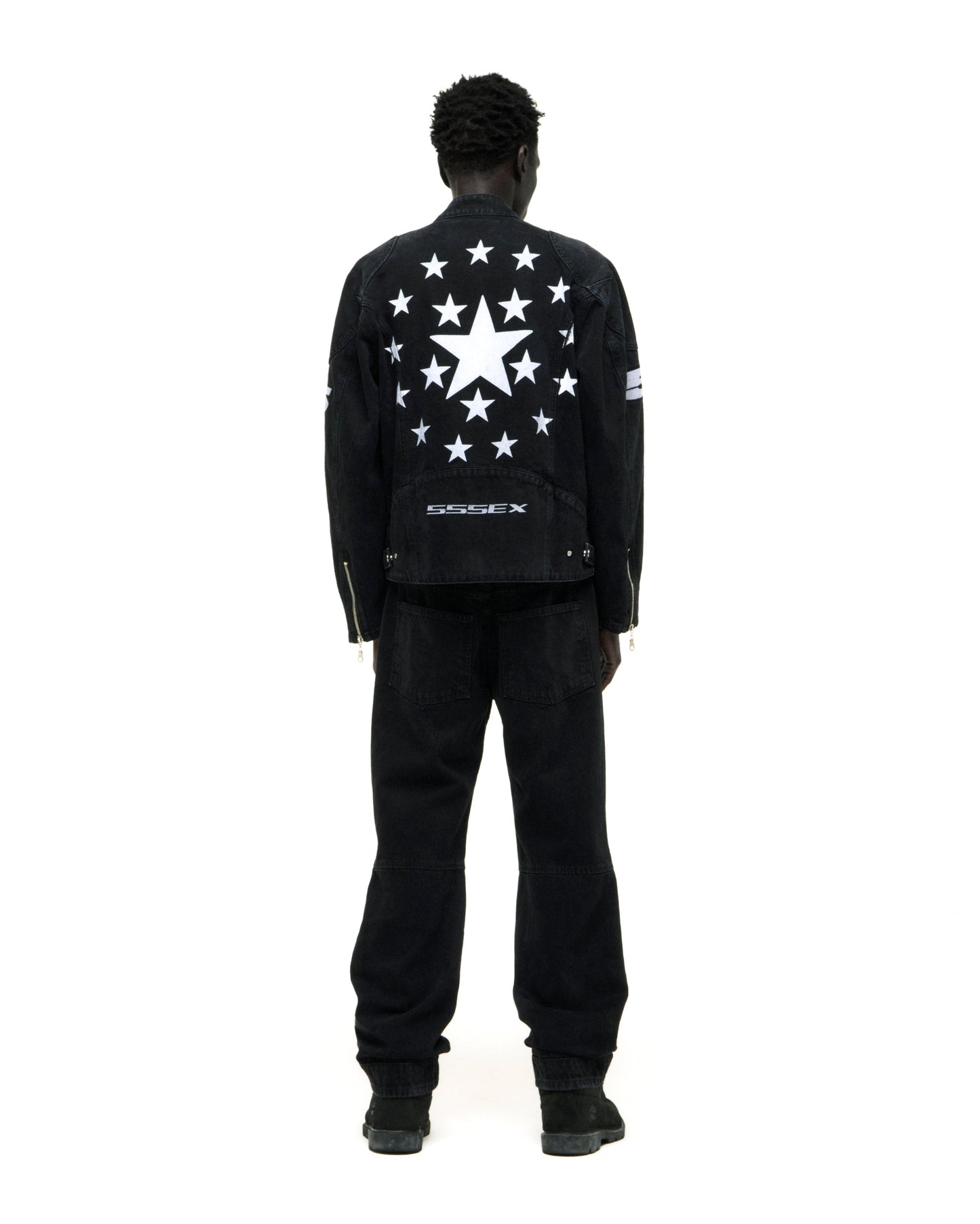 SP5DER Motorsport Denim Jacket in Black