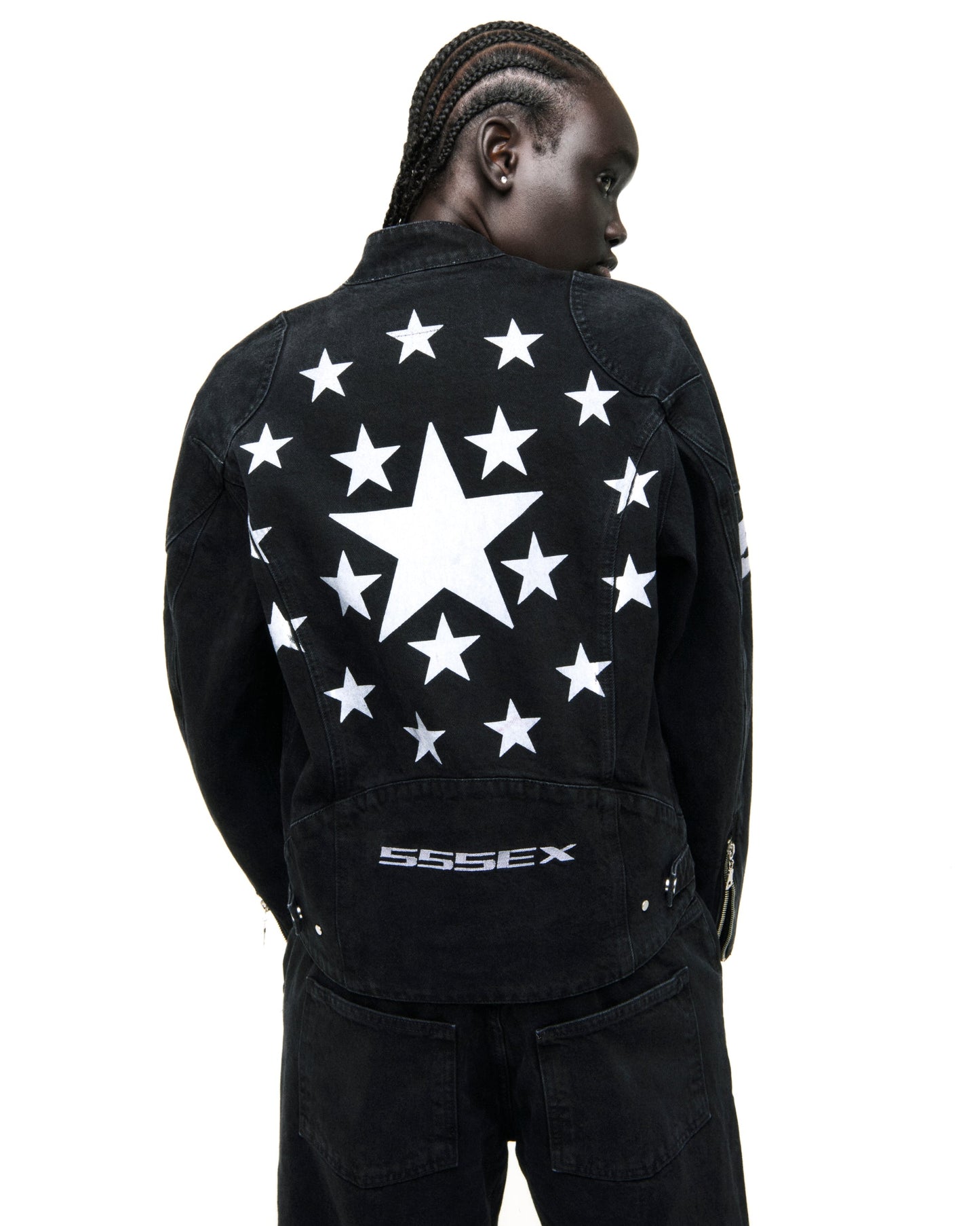 SP5DER Motorsport Denim Jacket in Black