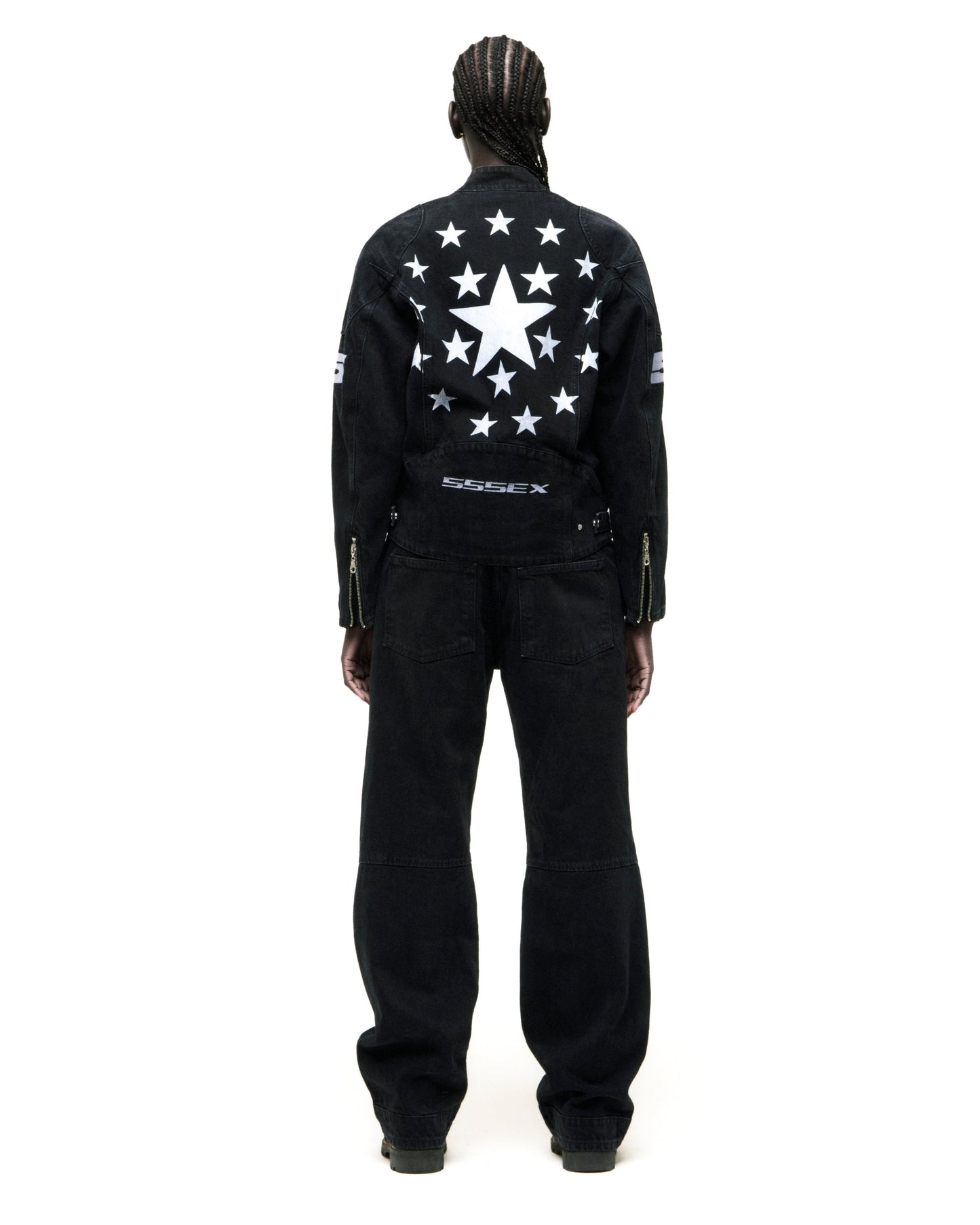 SP5DER Motorsport Denim Jacket in Black