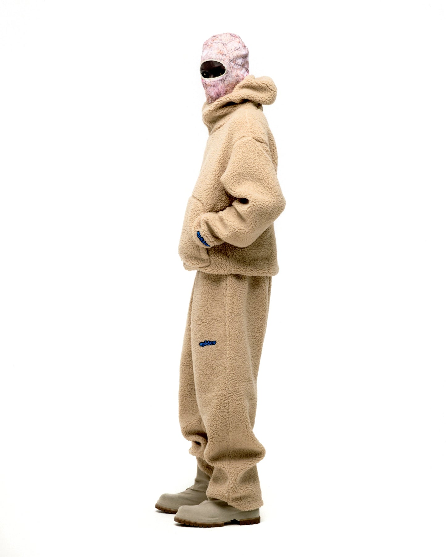 SP5DER Teddy Fleece Zip-Up in Tan