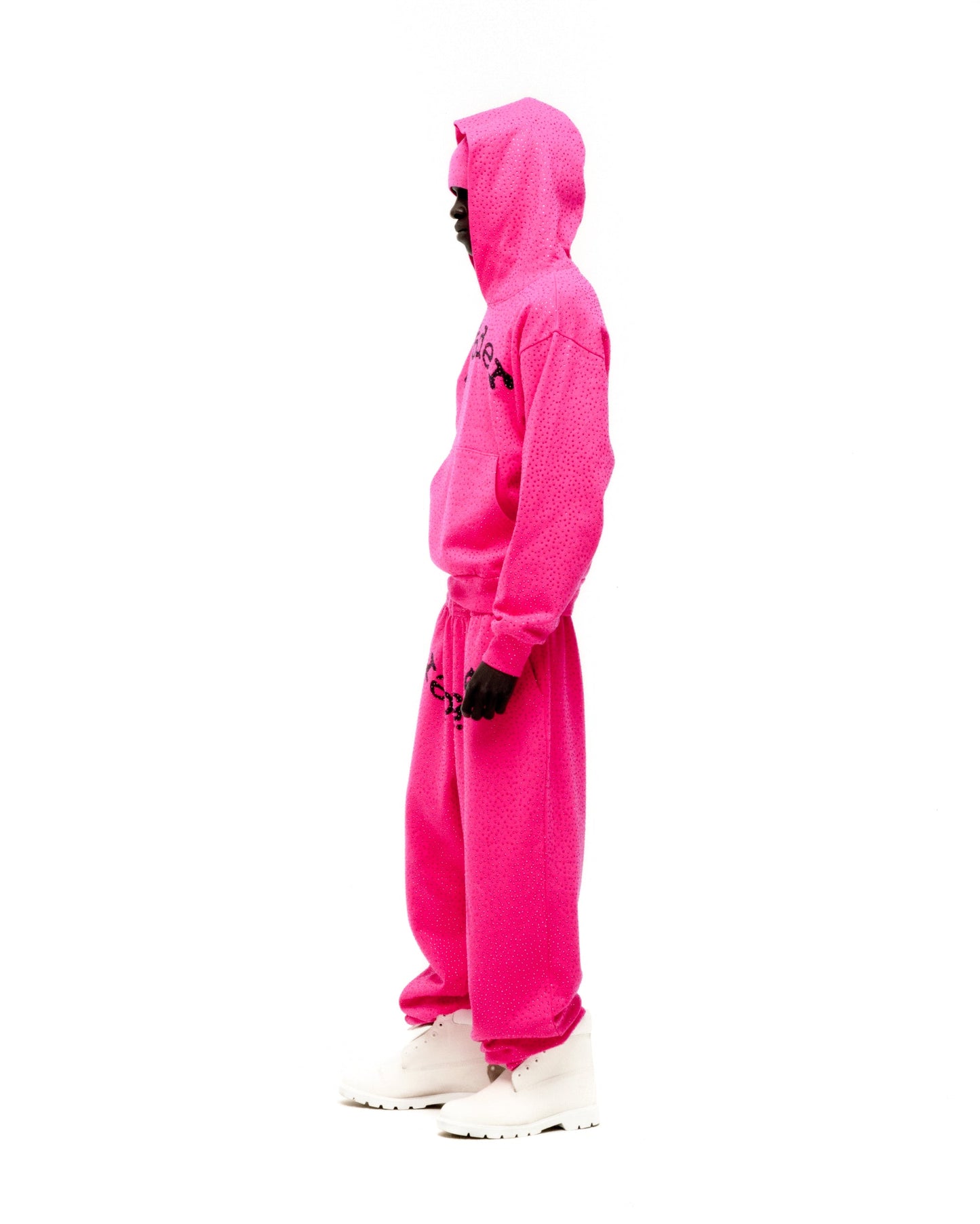 SP5DER VVS Rhinestone Hoodie - Pink - Detail View 7