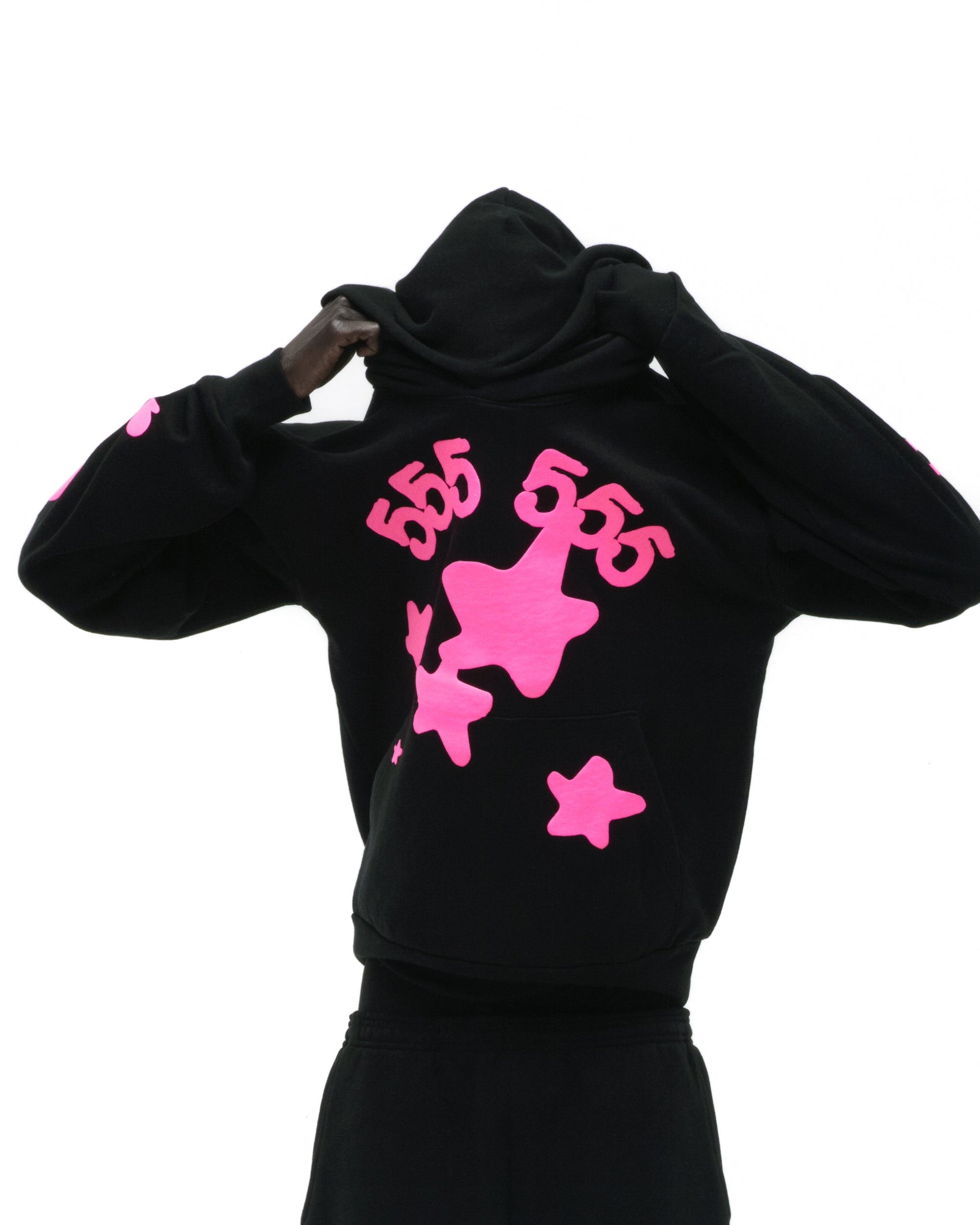 SP5DER Beluga Angel Number Hoodie – Black - Detail View 12