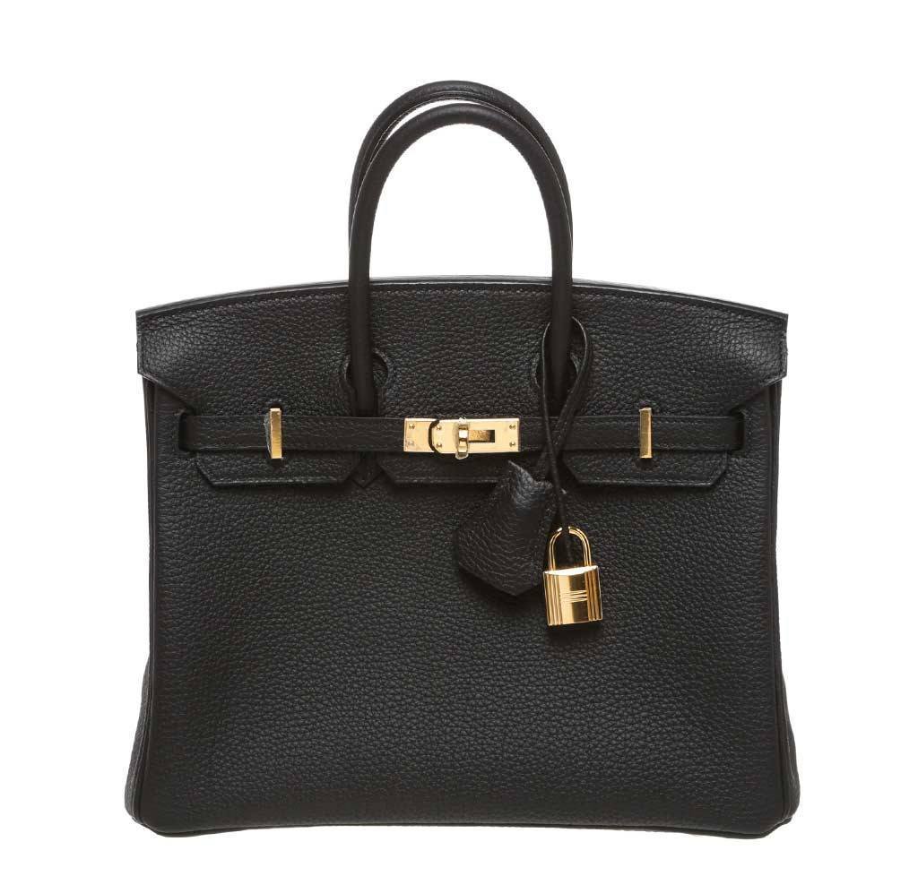 Hermes Birkin 25 Black Togo Leather Gold Hardware