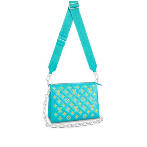 The handbag from a low angle, showcasing its structure and voluminous shape