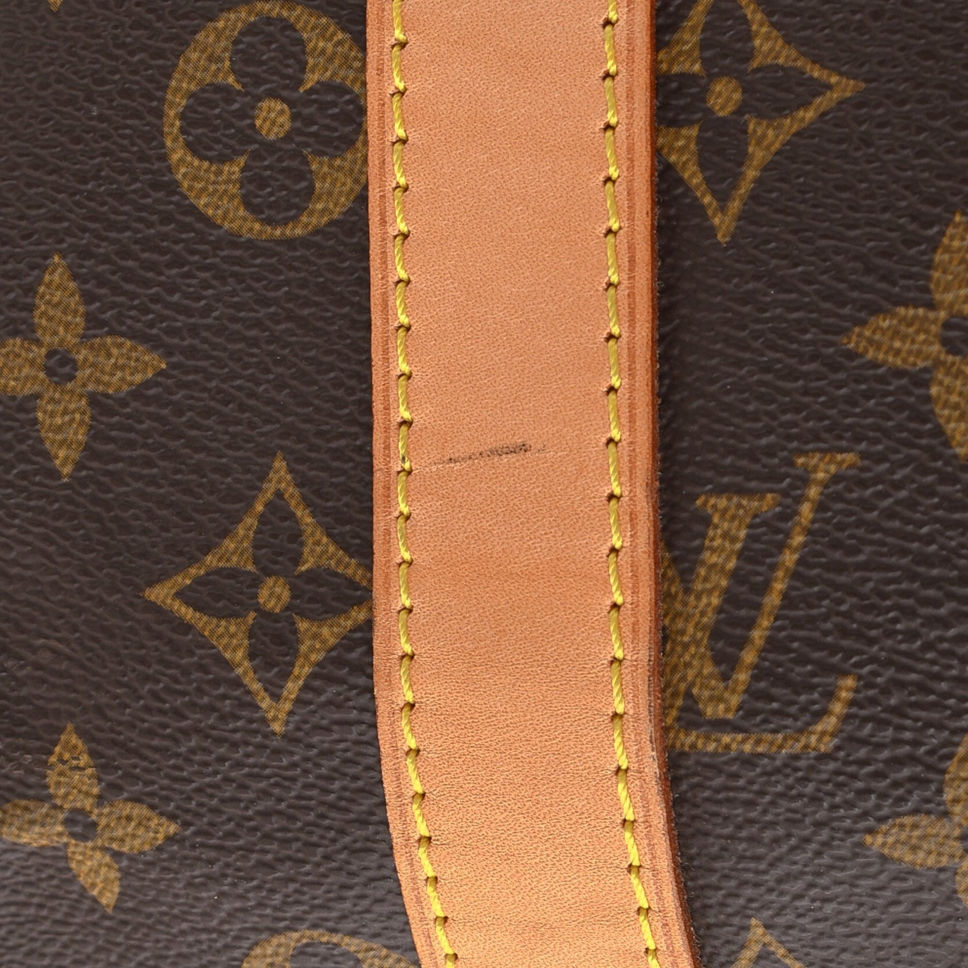 A side view of the bag showing the straps attached
