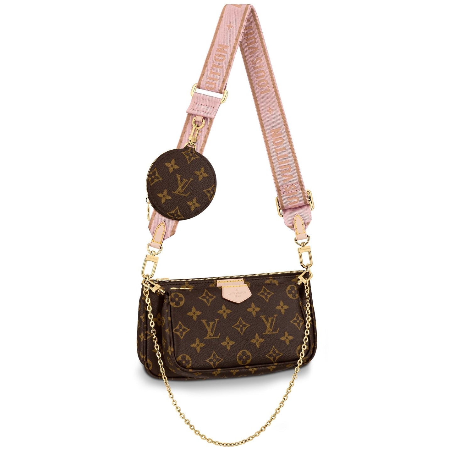 Front view of the Louis Vuitton Multi Pochette Accessoires in Monogram canvas