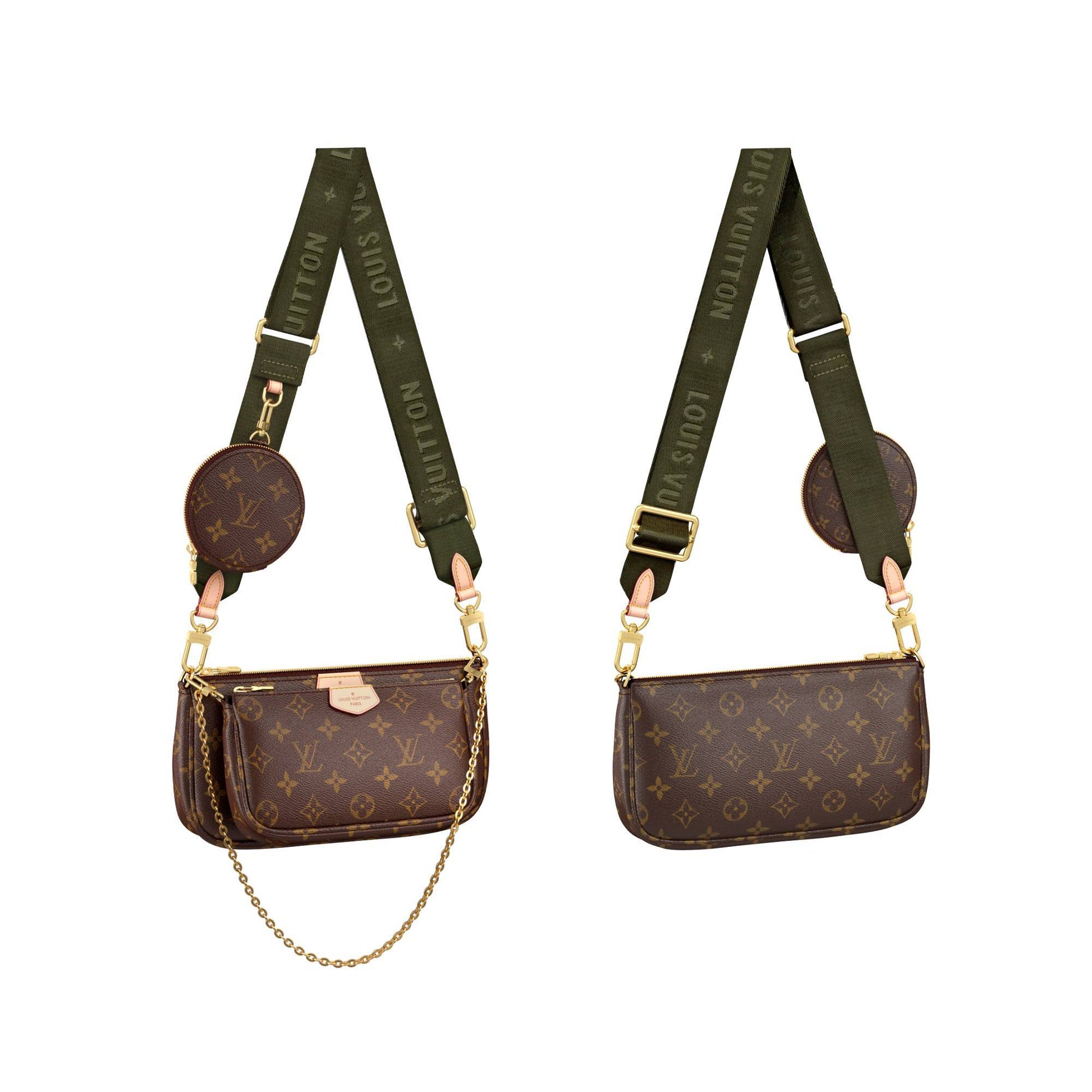The mini pochette and coin purse laid out flat
