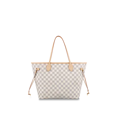 A close-up image showing the texture of the Damier Azur coated canvas