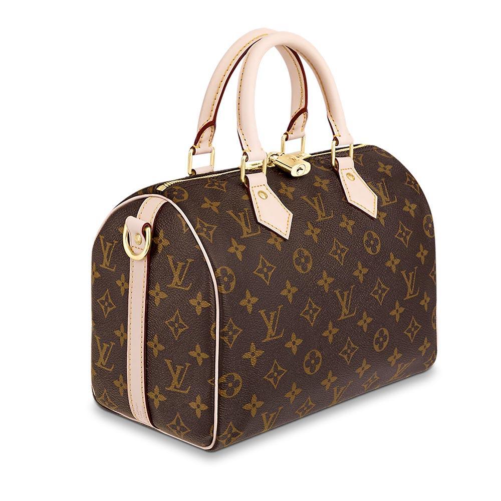 A close-up image showing the texture of the Monogram coated canvas