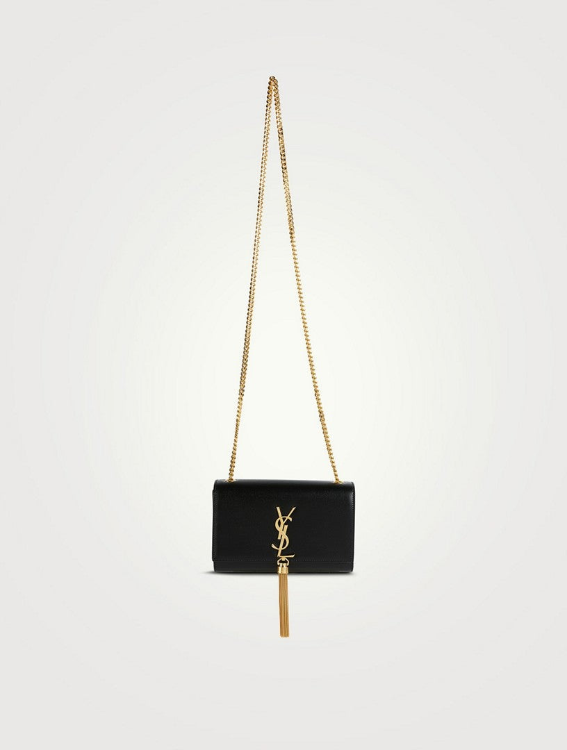 Saint Laurent Kate Small bag in Black - detail view of tassel and monogram