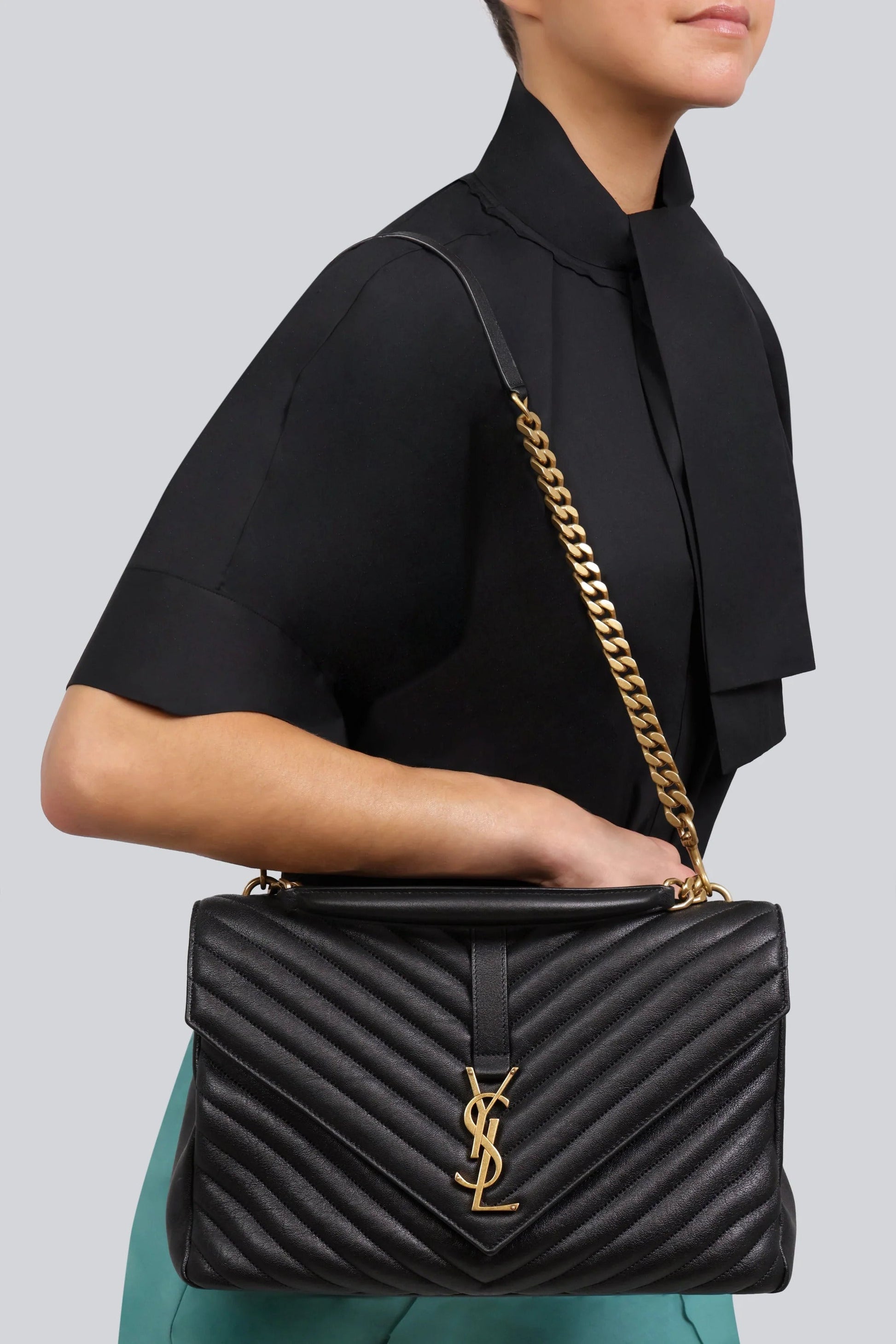 Saint Laurent College Large bag in Black - back view