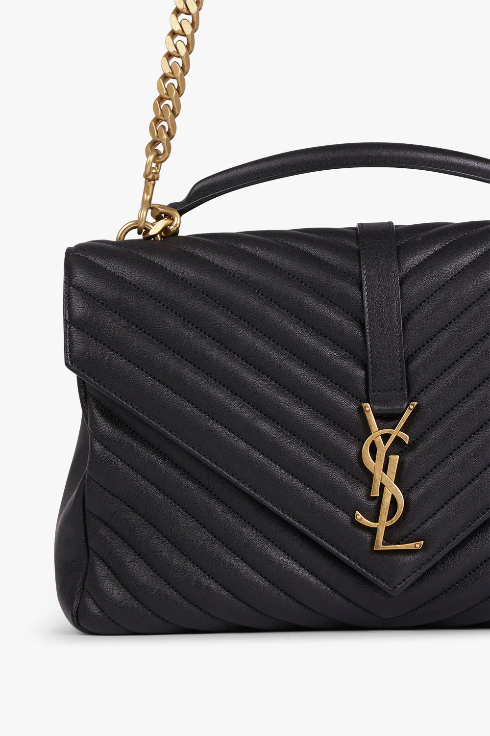 Saint Laurent College Large bag in Black - detail view of buckle closure