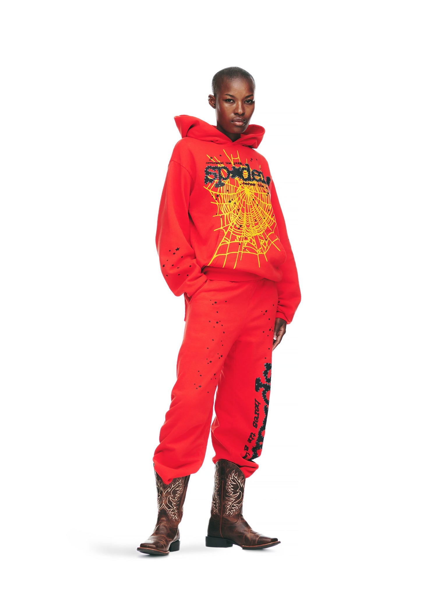 SP5DER Punk V2 Graphic Hoodie - Red - Detail View 9