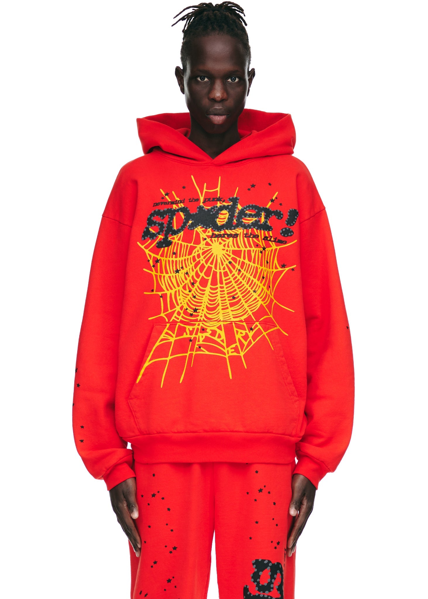 SP5DER Punk V2 Graphic Hoodie - Red - Detail View 4