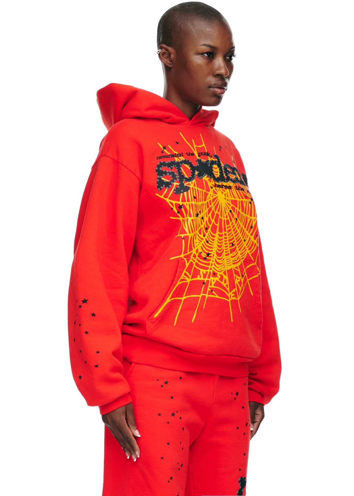 SP5DER Punk V2 Graphic Hoodie - Red - Detail View 5