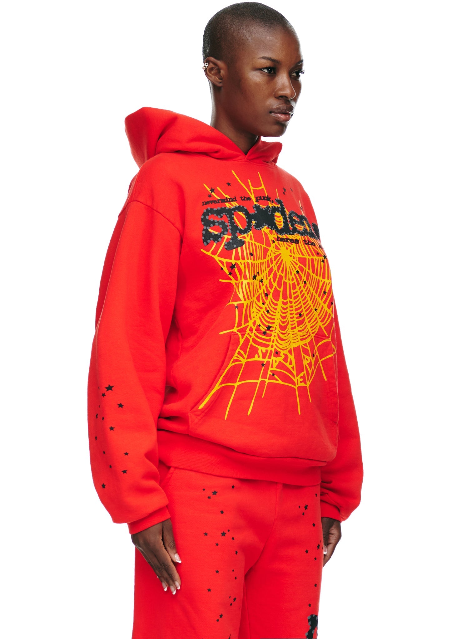 SP5DER Punk V2 Graphic Hoodie - Red - Detail View 5