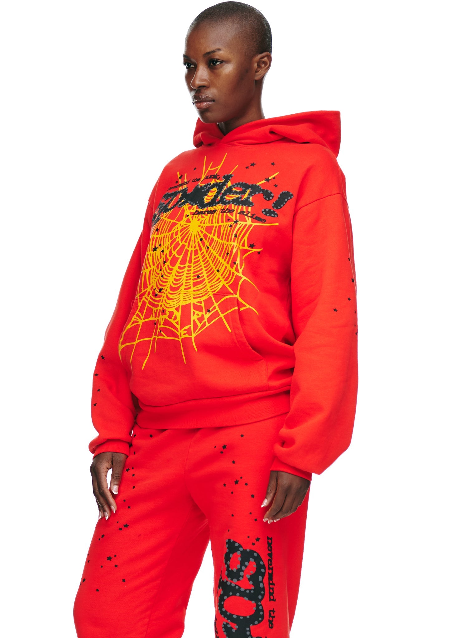 SP5DER Punk V2 Graphic Hoodie - Red - Detail View 8