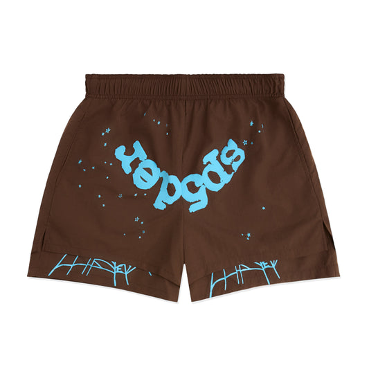SP5DER OG Web Double Layer Short in Brown (Classic)