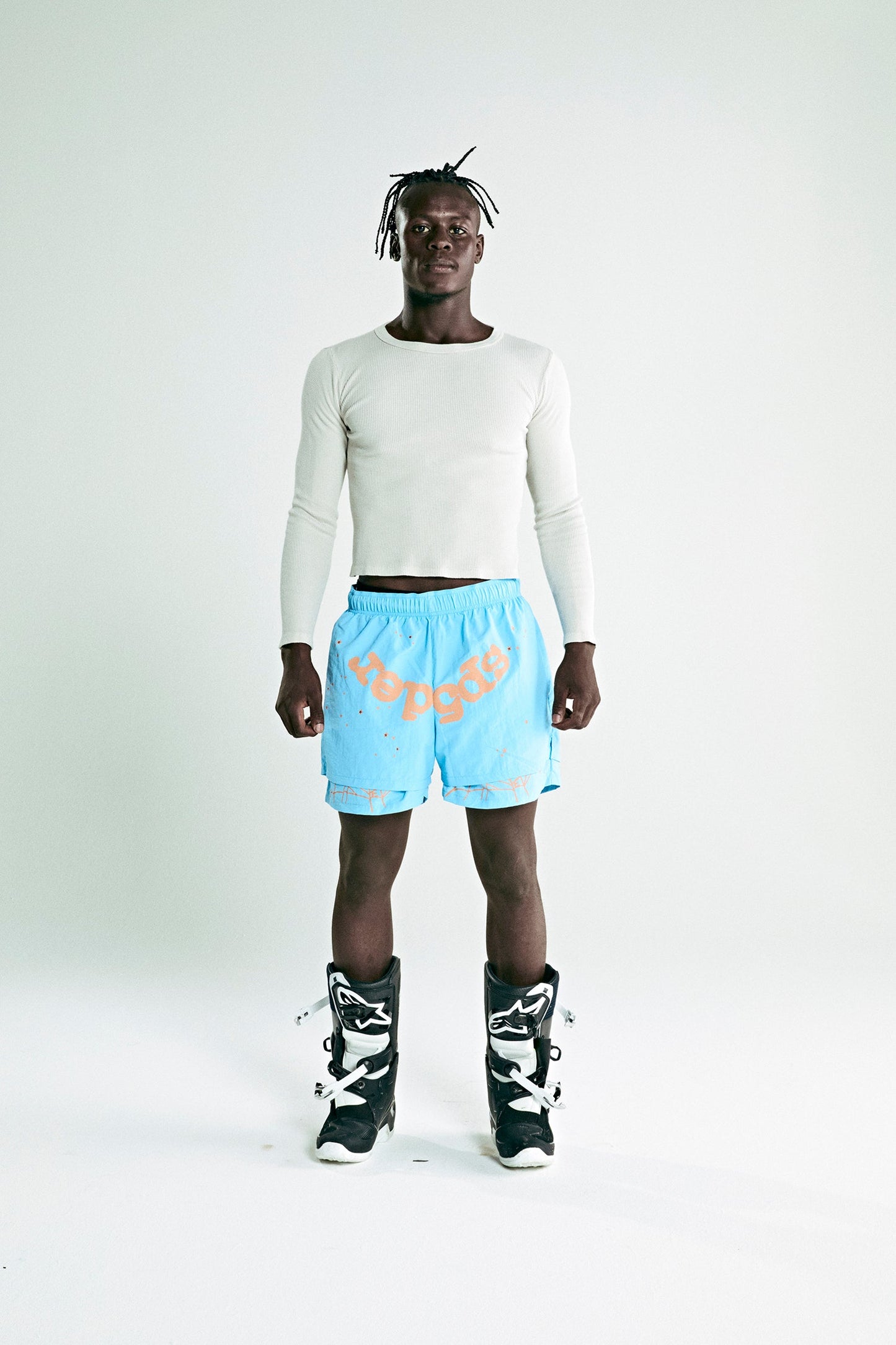 SP5DER OG Web Double Layer Short in Light Blue