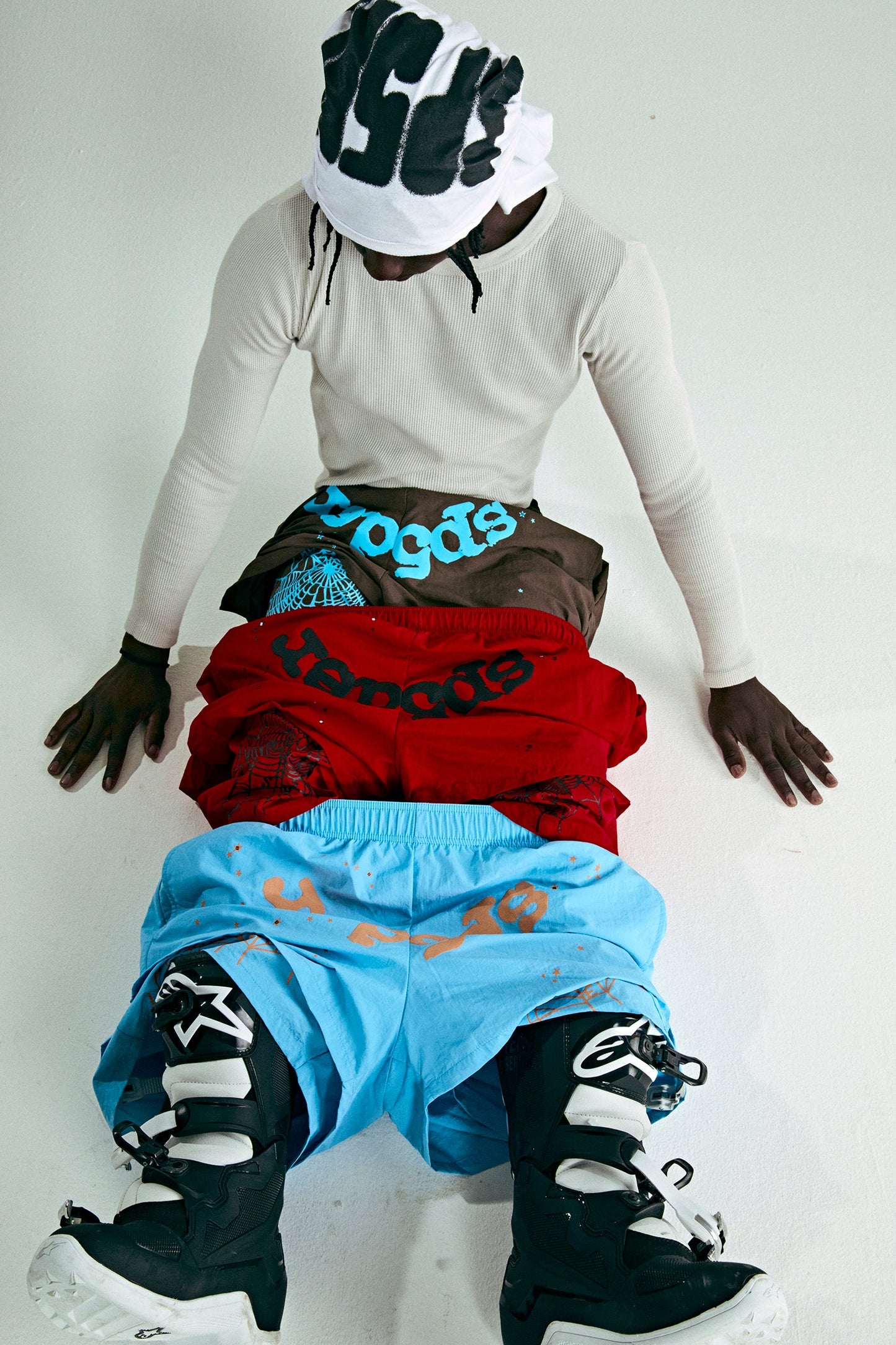 SP5DER OG Web Double Layer Short in Light Blue