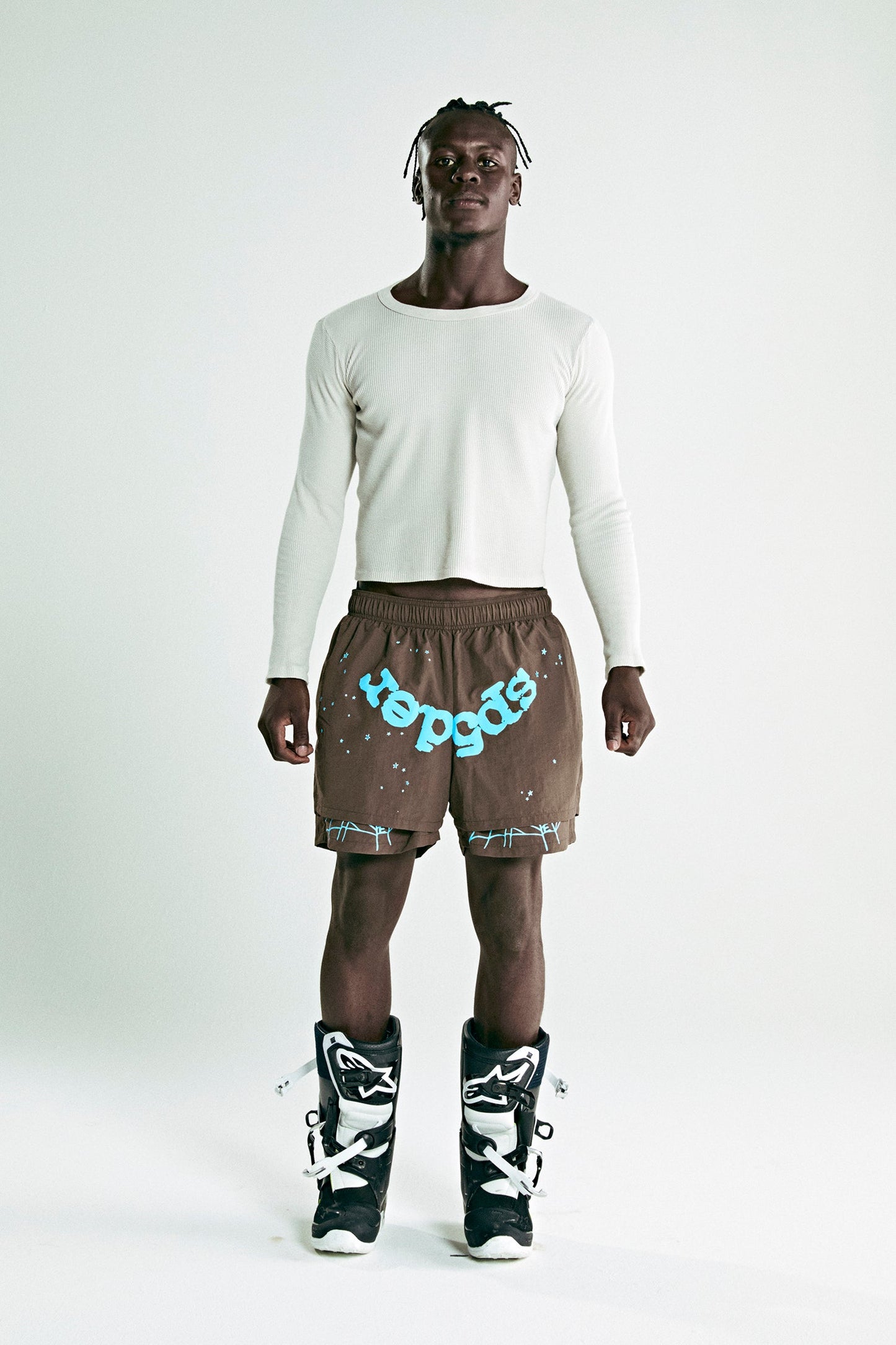 SP5DER OG Web Double Layer Short in Brown (Classic)