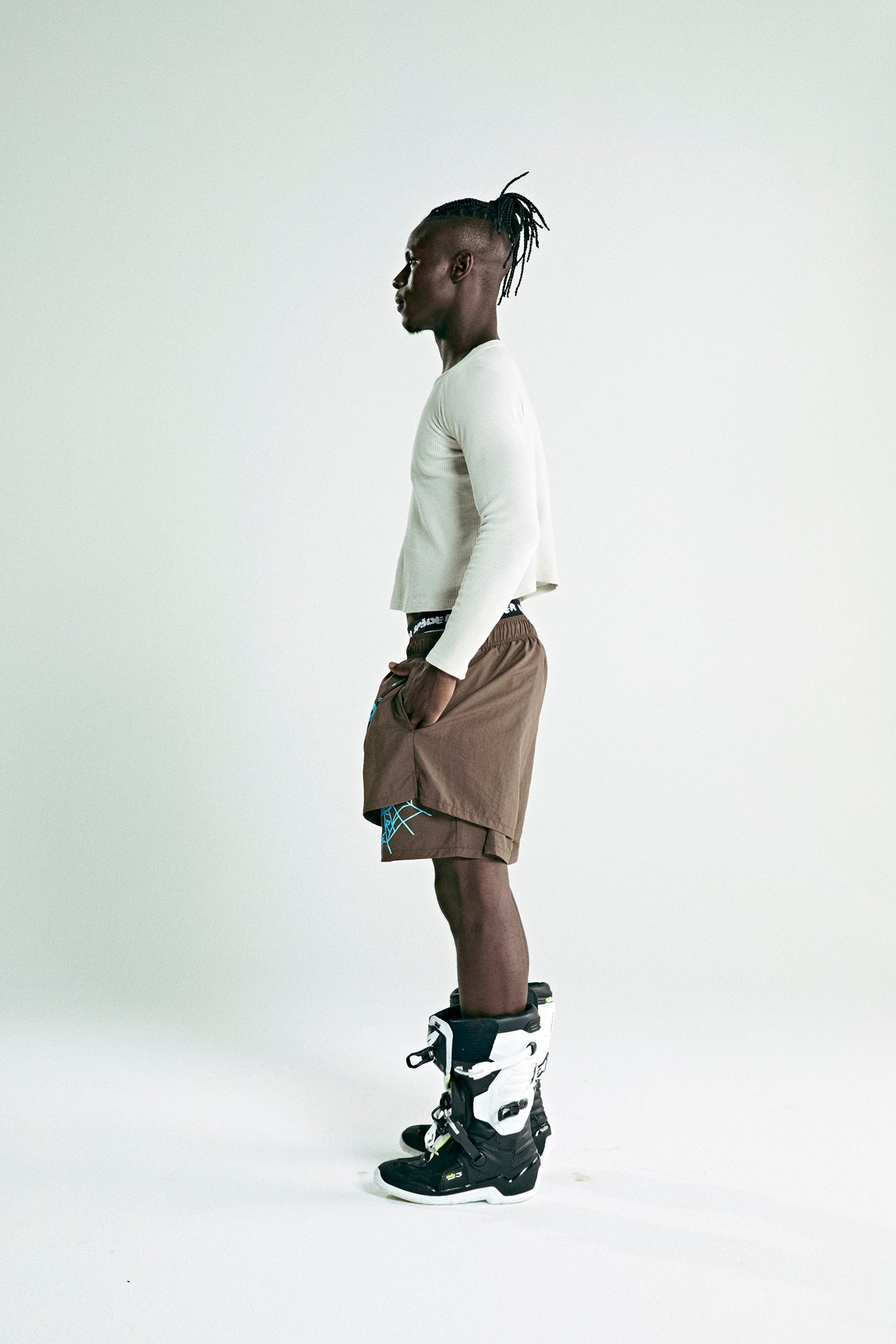 SP5DER OG Web Double Layer Short in Brown (Classic)