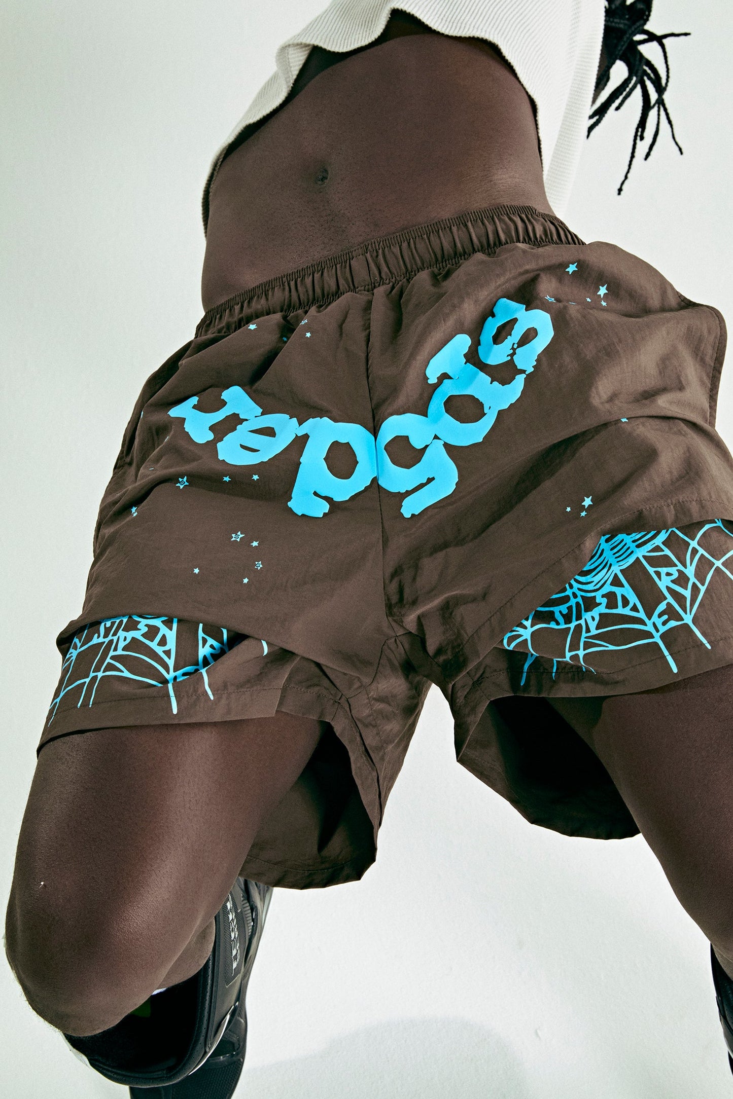 SP5DER OG Web Double Layer Short in Brown (Classic)