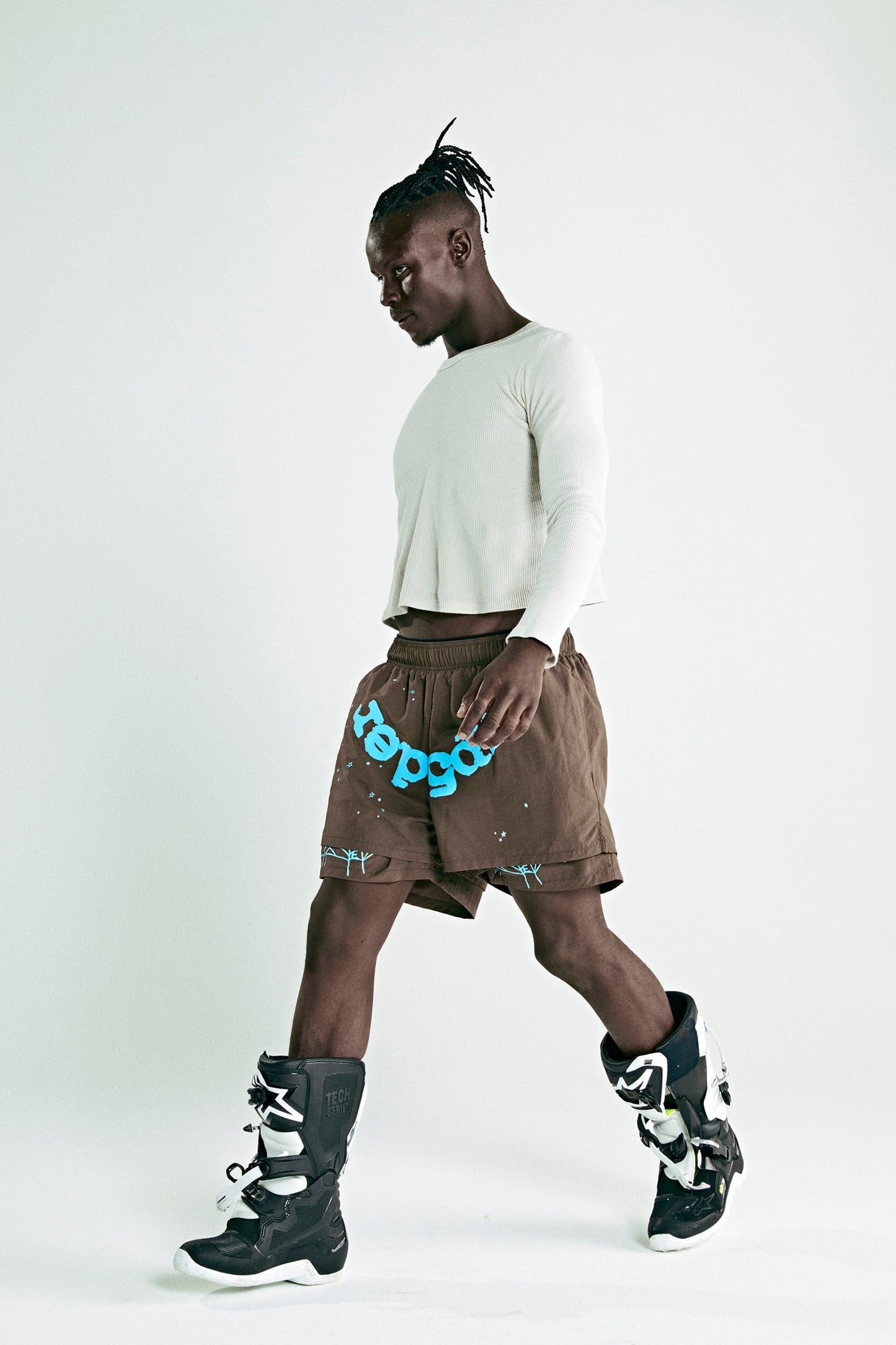 SP5DER OG Web Double Layer Short in Brown (Classic)