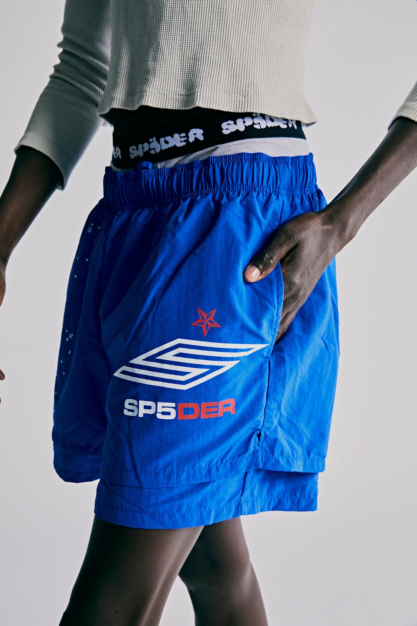 SP5DER Pro Double Layer Short in Pro Blue